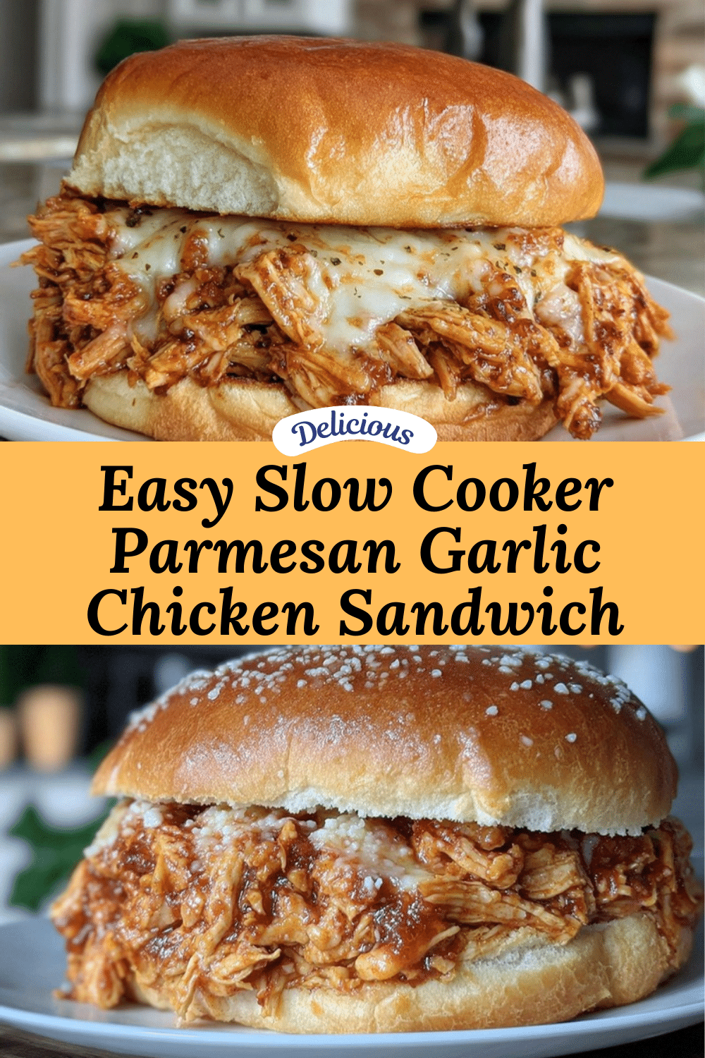 slow cooker parmesan garlic chicken sandwich recipe