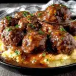 slow cooker Salisbury steak meatballs - featured image
