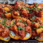 teriyaki pineapple chicken stuffed peppers - featured image
