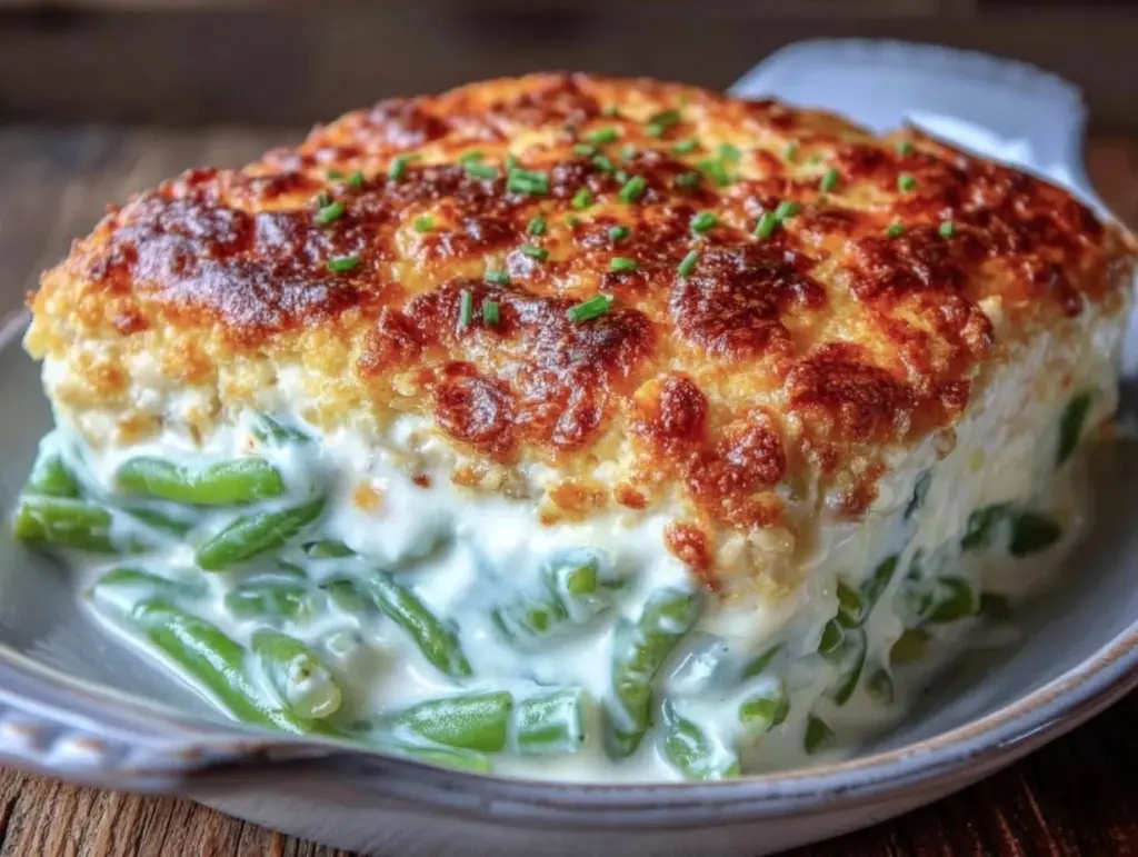 cheddar bay green bean casserole - featured image