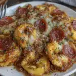 cheesy baked pizza tortellini - featured image
