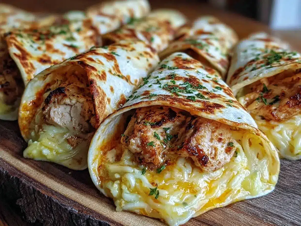 cheesy garlic chicken wraps preparation steps