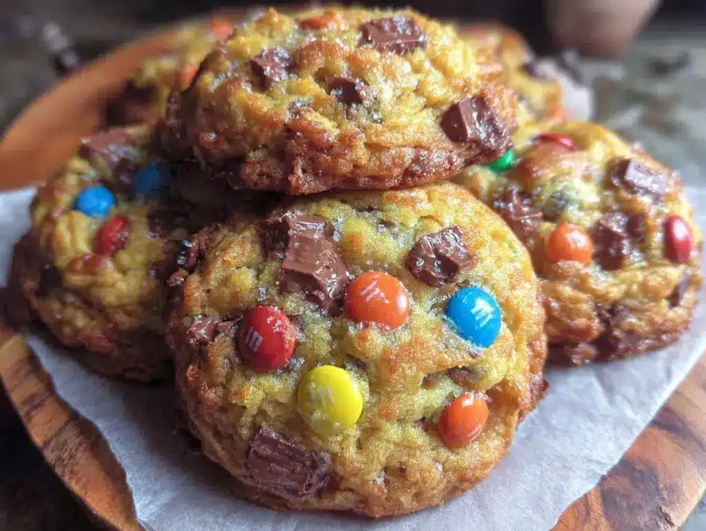 chewy colorful M&M cookies - featured image