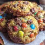 chewy colorful M&M cookies - featured image