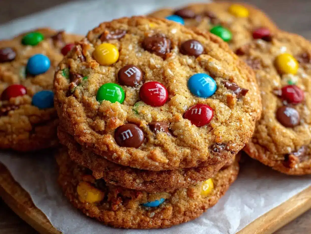 chewy colorful M&M cookies preparation steps