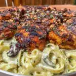 creamy blackened chicken alfredo - featured image