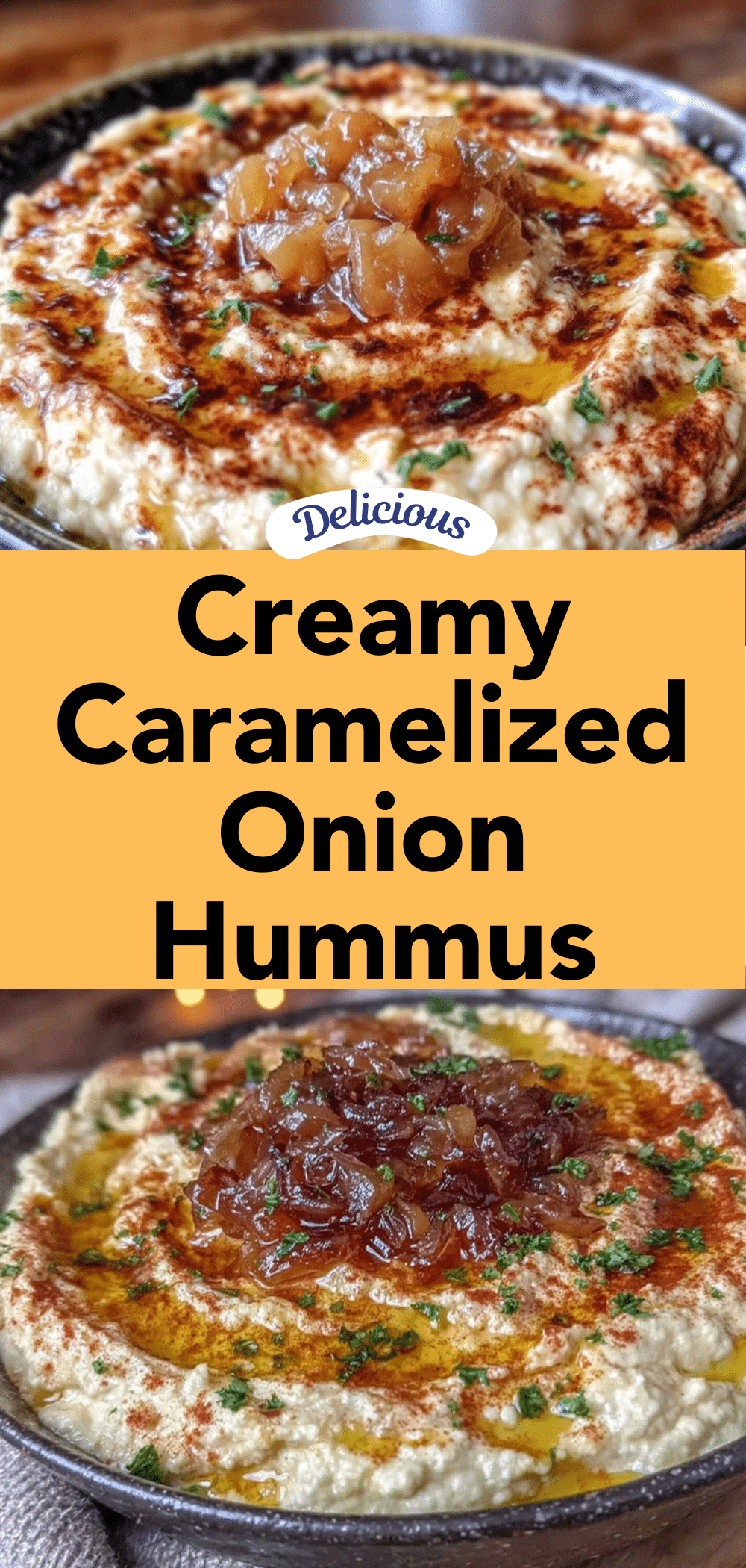 creamy caramelized onion hummus recipe