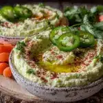 creamy spicy jalapeño hummus - featured image