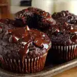 double chocolate muffins with sour cream - featured image