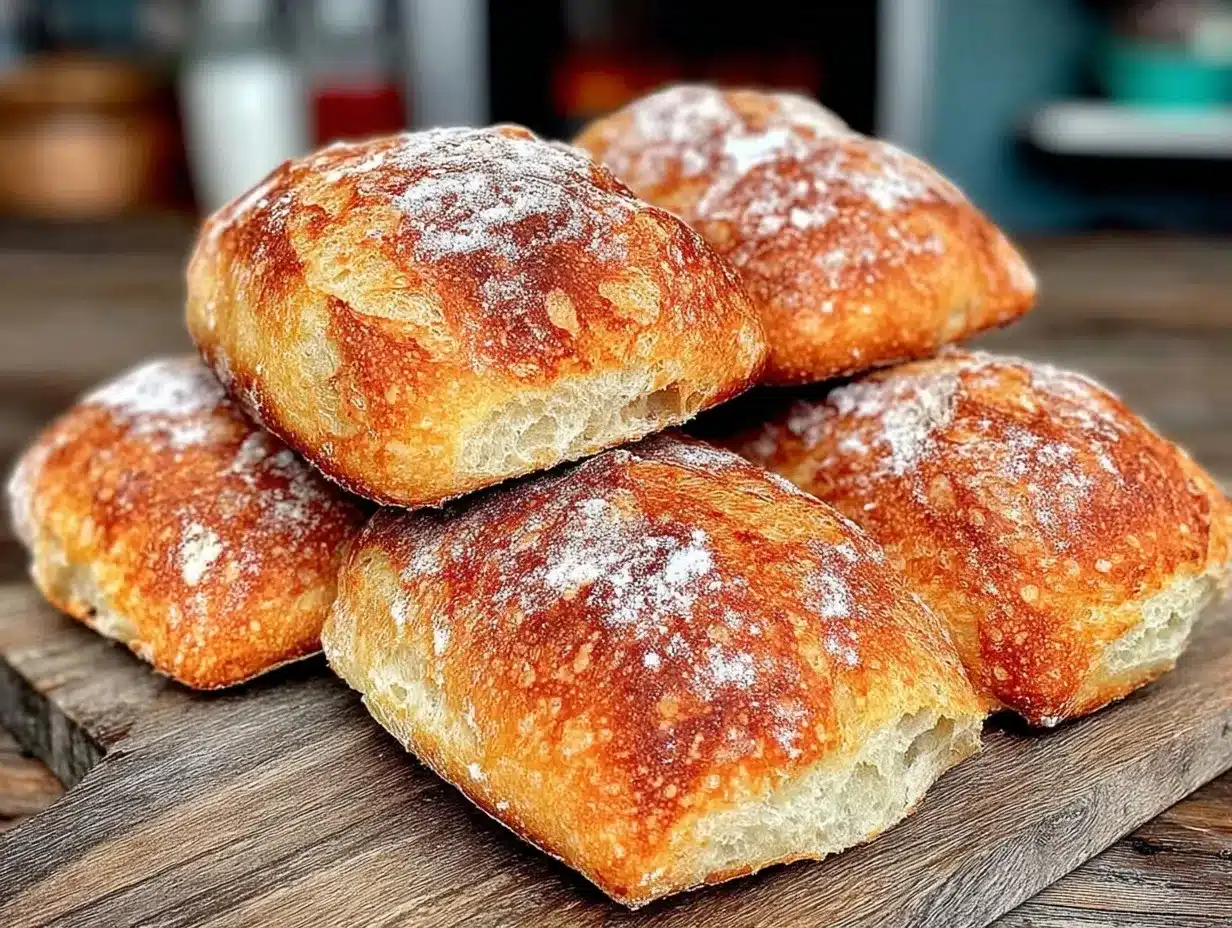 fluffy homemade ciabatta rolls preparation steps