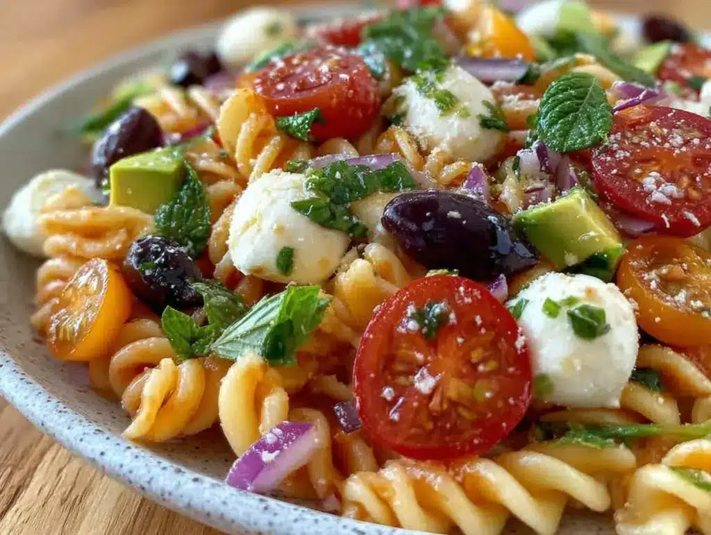 fresh zesty cold pasta salad - featured image
