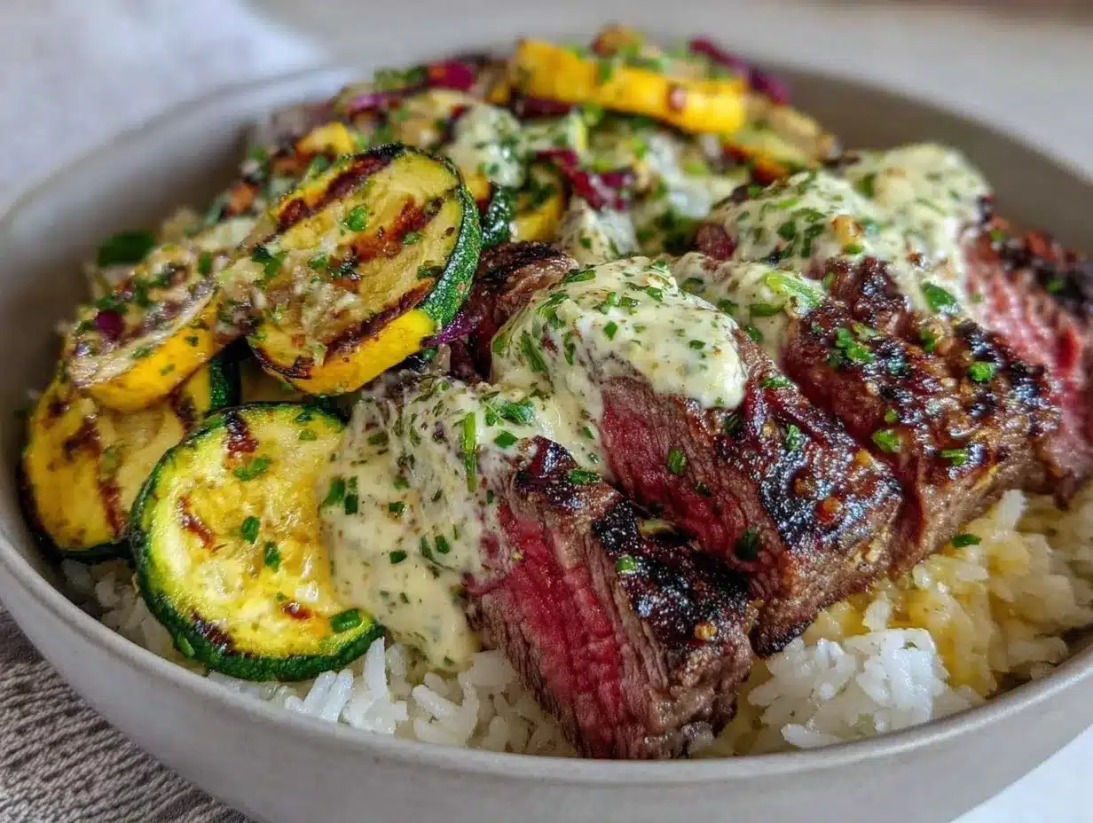 grilled steak bowl preparation steps