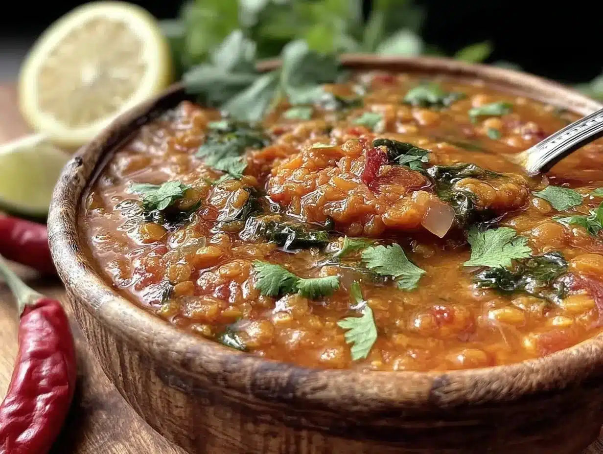 hearty cozy red lentil soup preparation steps