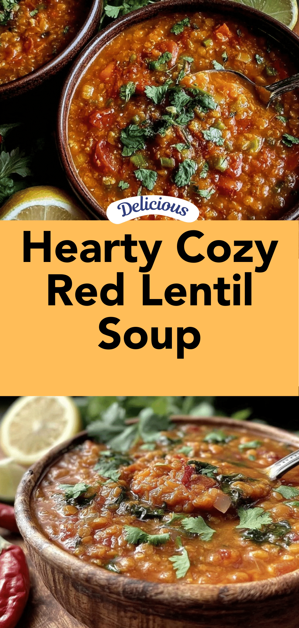 hearty cozy red lentil soup recipe