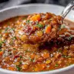 hearty slow cooker lentil soup - featured image