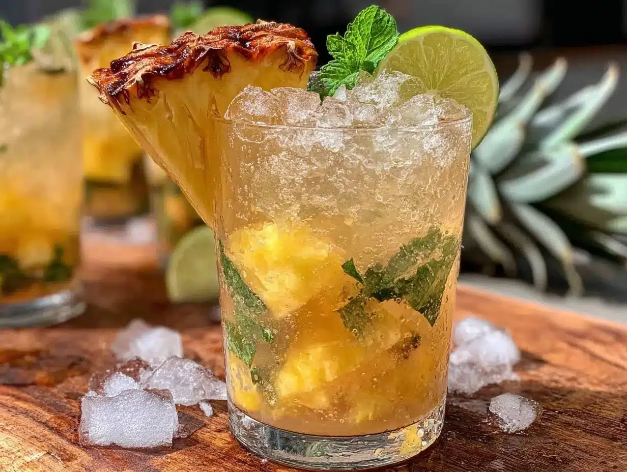 iced pineapple mint green tea preparation steps