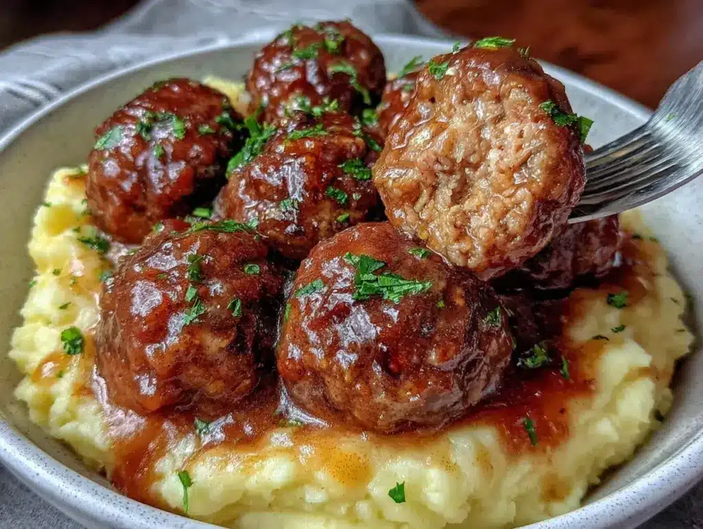 slow cooker salisbury steak meatballs - featured image
