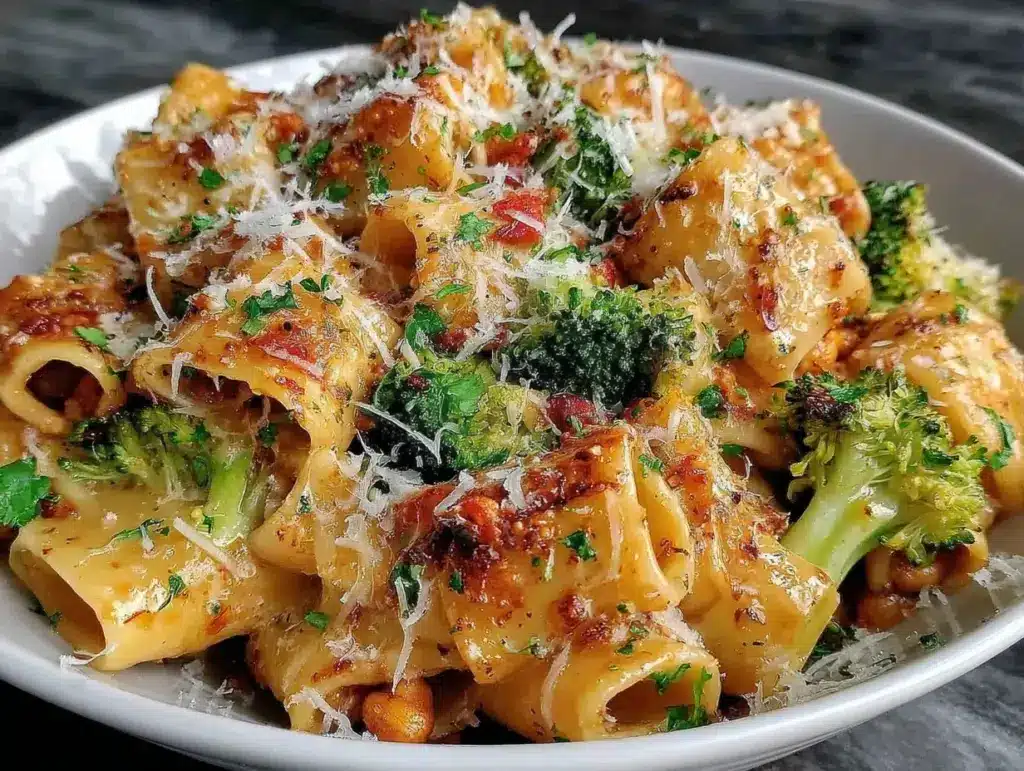 baked broccoli chickpea pasta - featured image