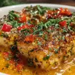 baked tilapia in roasted pepper sauce - featured image