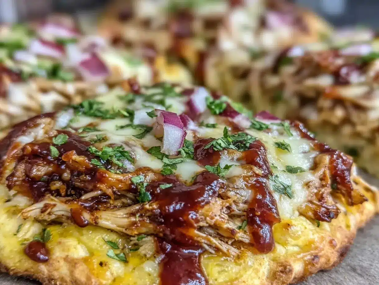 BBQ chicken flatbread pizza preparation steps
