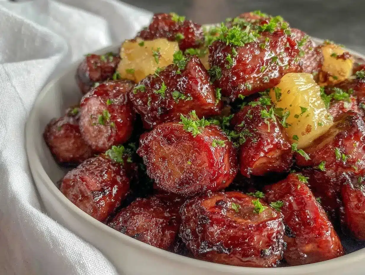 brown sugar pineapple lil smokies bites preparation steps