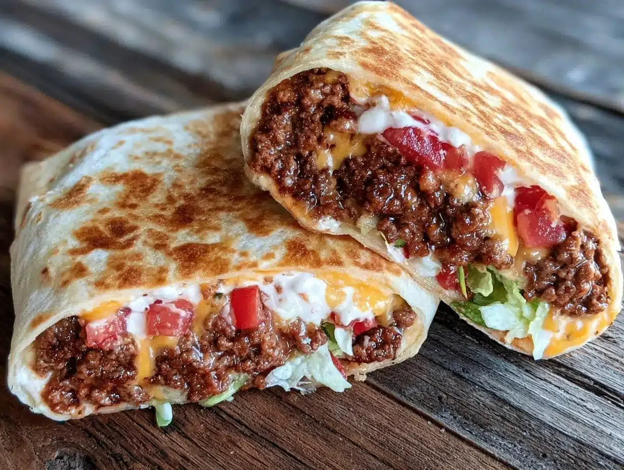 cheeseburger crunch wrap preparation steps
