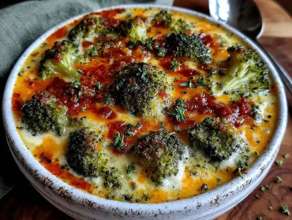 cheesy broccoli vegetable soup - featured image