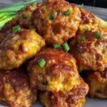 cheesy keto sausage balls - featured image