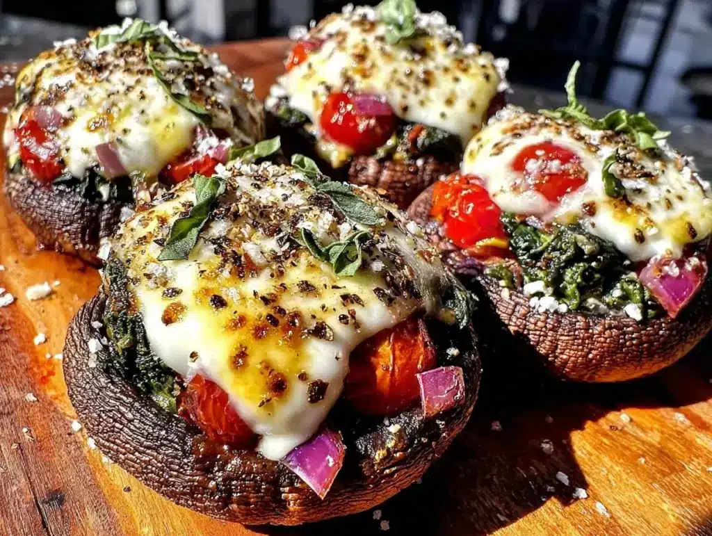 cheesy stuffed portobello mushrooms - featured image