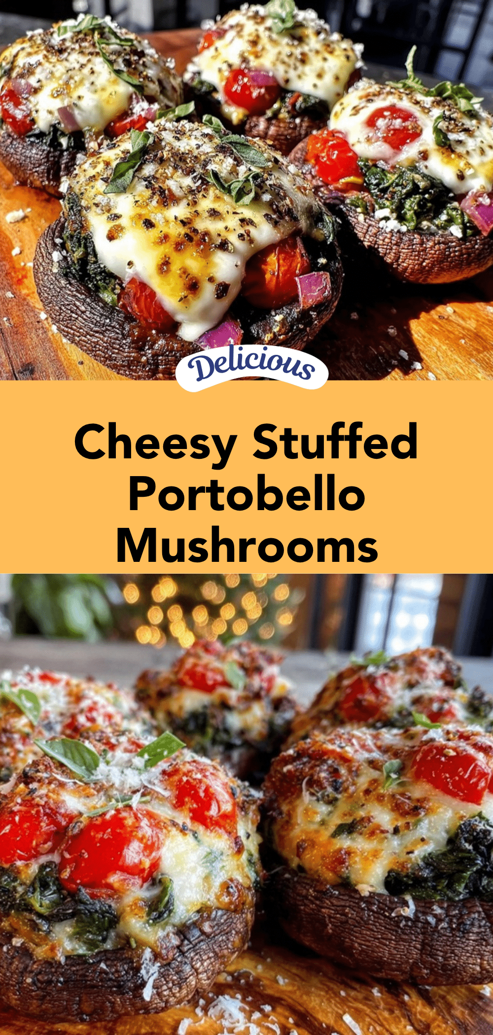cheesy stuffed portobello mushrooms recipe