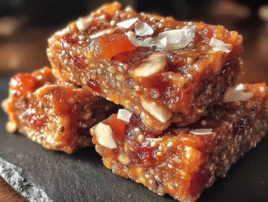 chewy apricot chia bars - featured image
