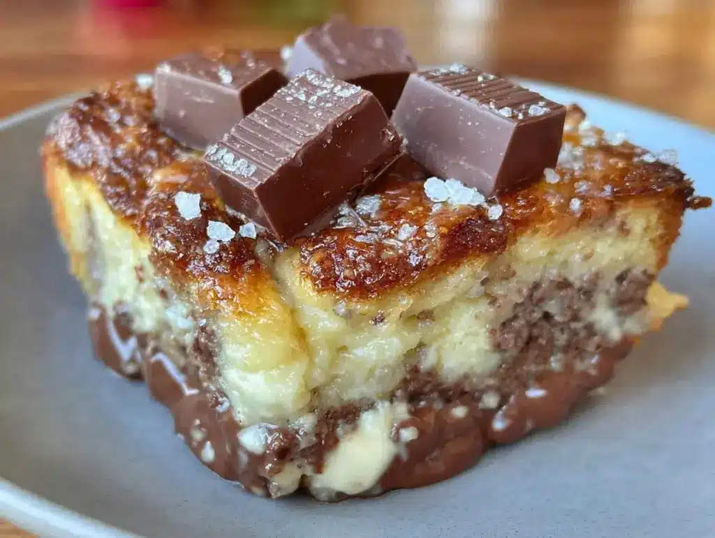 chocolate cream cheese bread pudding - featured image