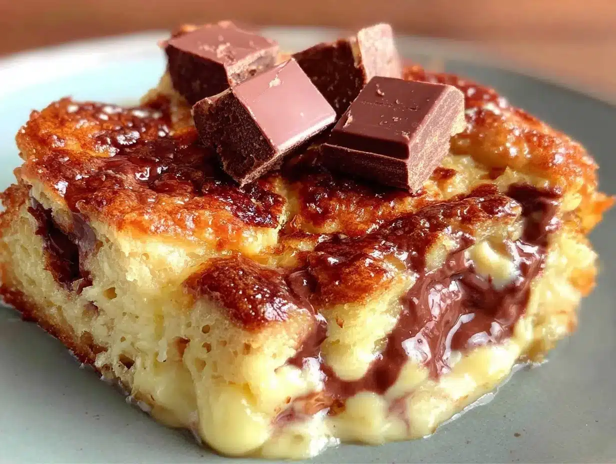 chocolate cream cheese bread pudding preparation steps