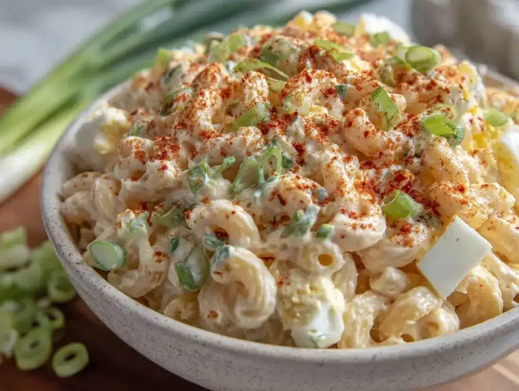 classic creamy old fashioned macaroni salad - featured image