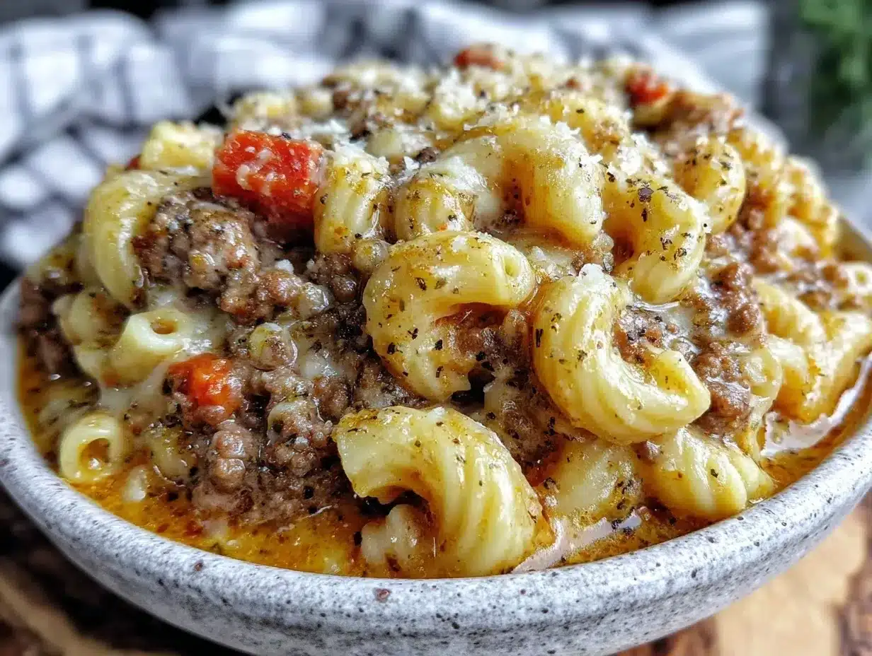 creamy cheeseburger macaroni soup preparation steps
