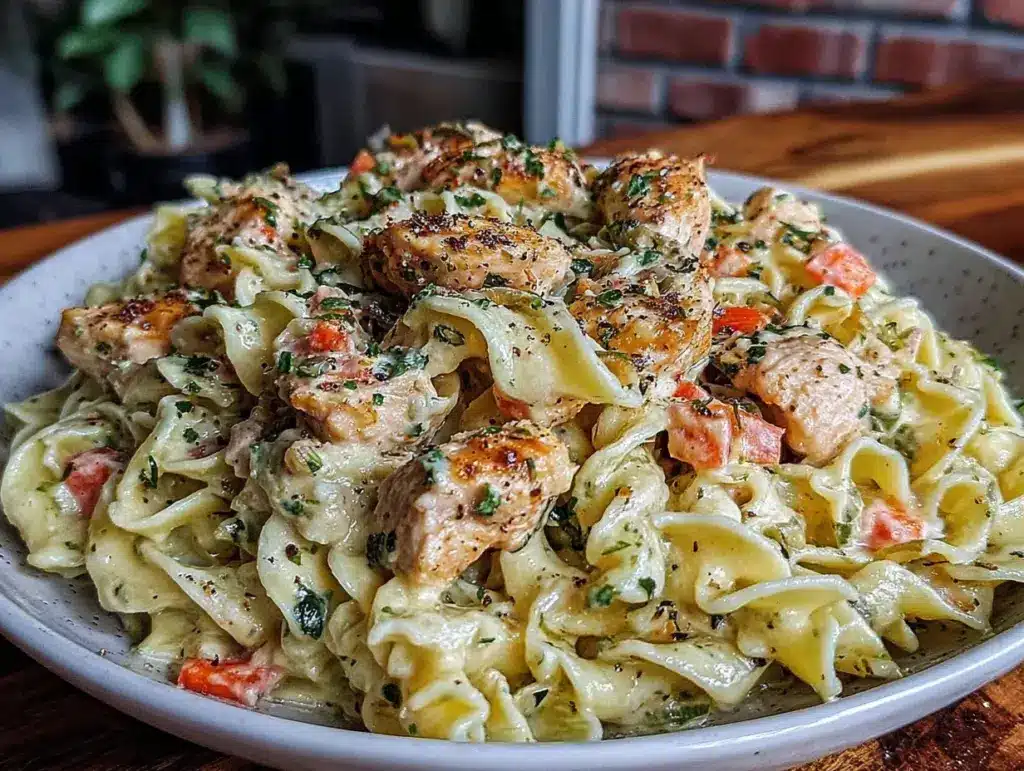 creamy chicken and noodles stove top recipe - featured image
