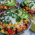 creamy chicken enchilada bowls - featured image