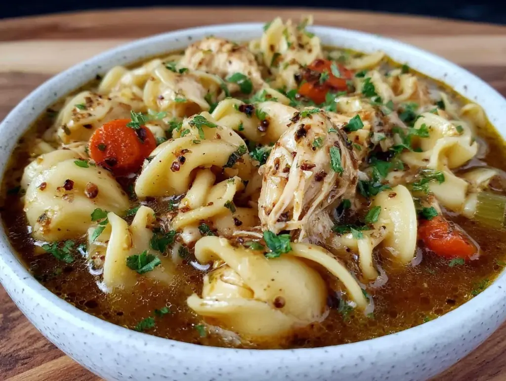 creamy crack chicken noodle soup - featured image