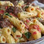 creamy rotel pasta with ground beef - featured image