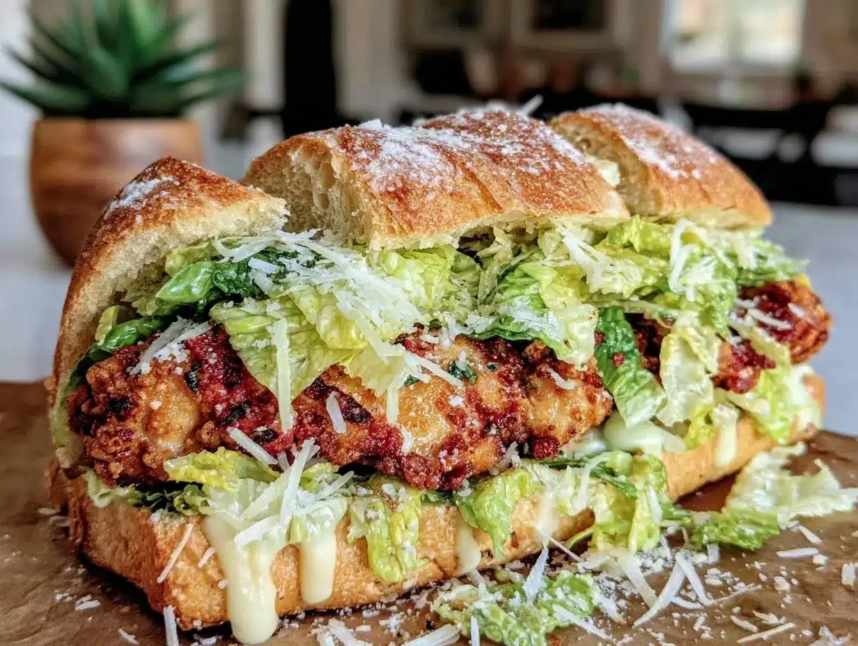 crispy chicken Caesar sandwich preparation steps
