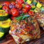 crispy sheet pan mediterranean chicken zucchini - featured image