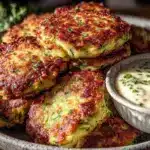crispy zucchini fritters - featured image