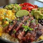 easy steak fajita bowl - featured image