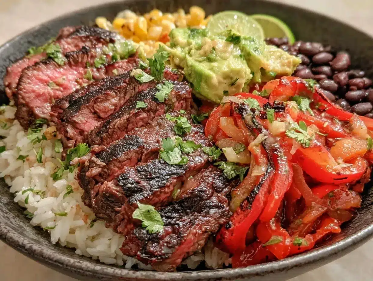 easy steak fajita bowl preparation steps
