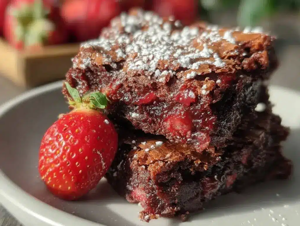 easy strawberry brownies - featured image