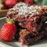 easy strawberry brownies - featured image