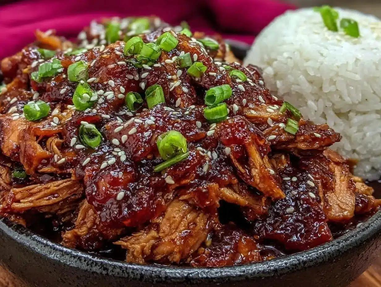 Easy Teriyaki Chicken Crockpot Bowl preparation steps