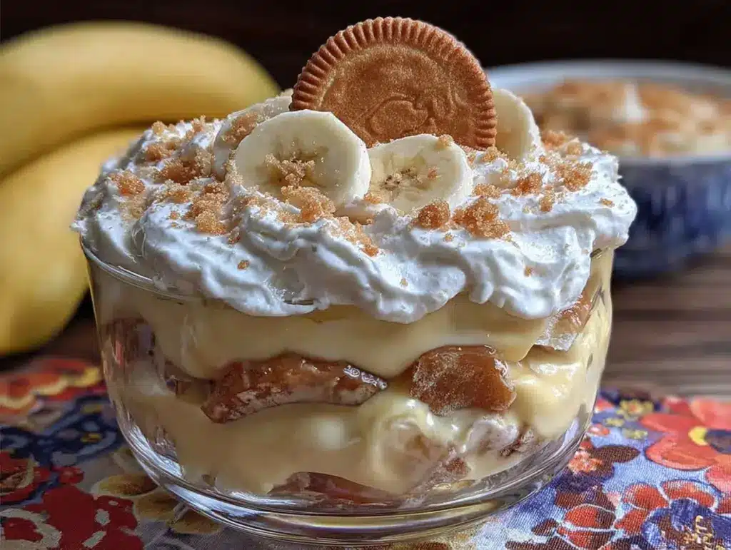 fluffy banana pudding dessert - featured image