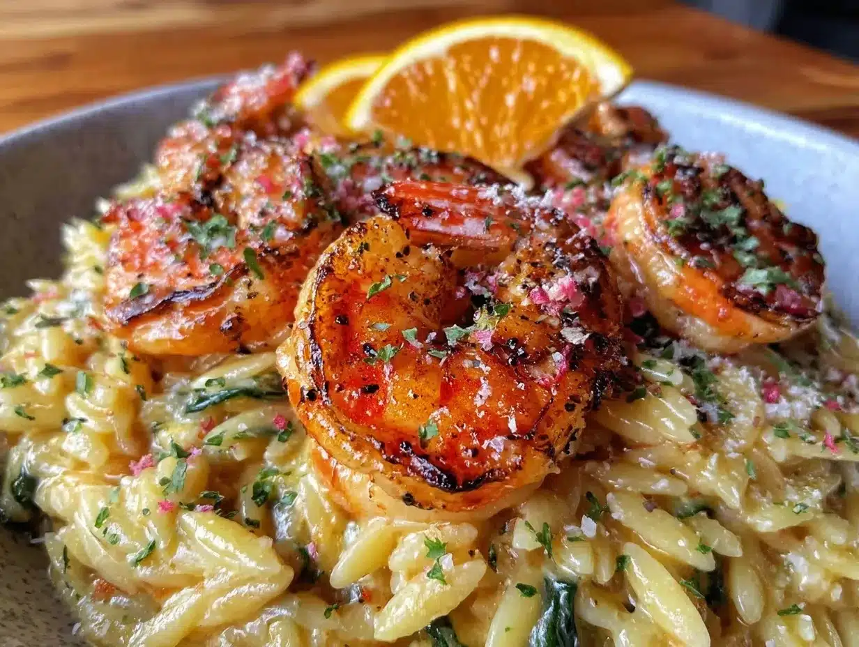 garlic butter shrimp orzo preparation steps