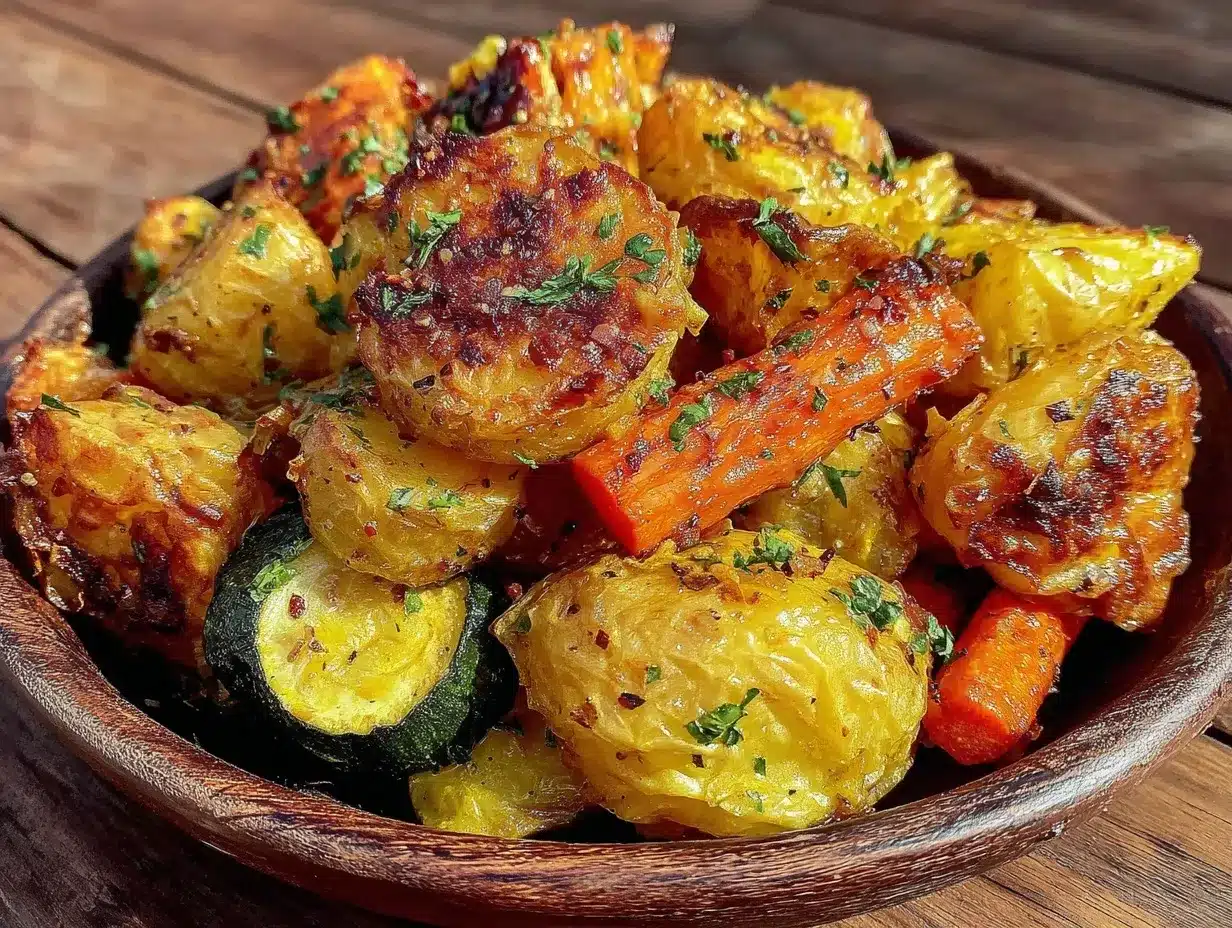 garlic herb roasted potatoes carrots zucchini preparation steps